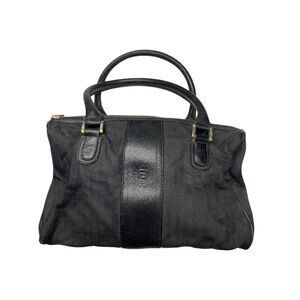 Fendi Black Vintage Satchel with Gold Accents